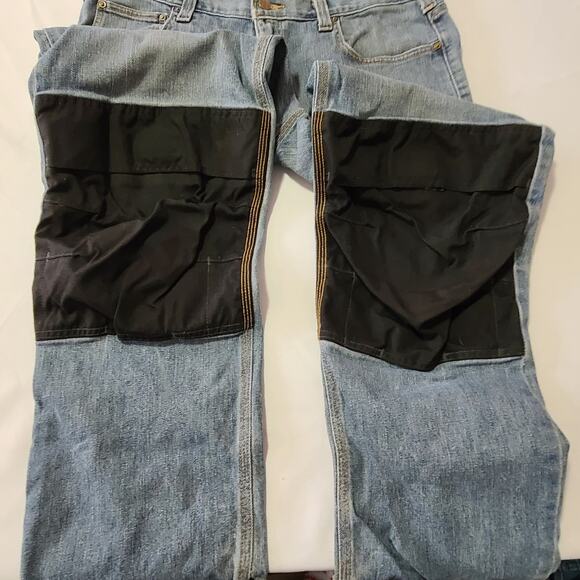 Mens Carhartt Carpenter Jeans With Knee Pad Pockets 36x34 Workwear Rugged - Picture 11 of 14